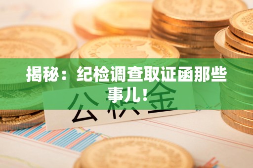 云霄揭秘：纪检调查取证函那些事儿！