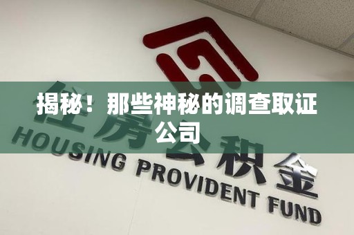 云霄揭秘！那些神秘的调查取证公司