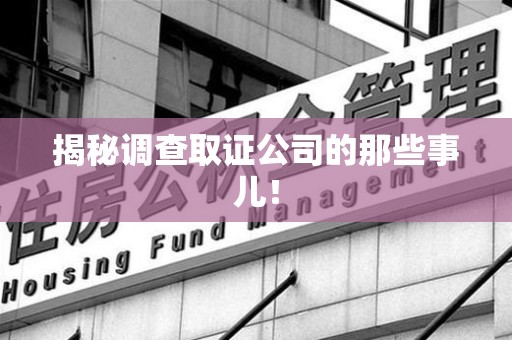 云霄揭秘调查取证公司的那些事儿！
