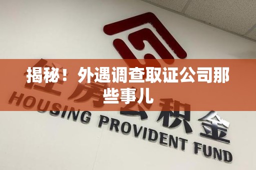 云霄揭秘！外遇调查取证公司那些事儿