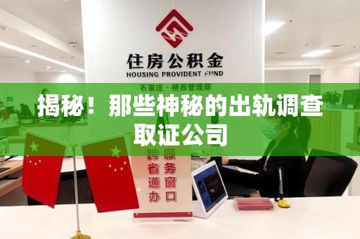 云霄揭秘！那些神秘的出轨调查取证公司