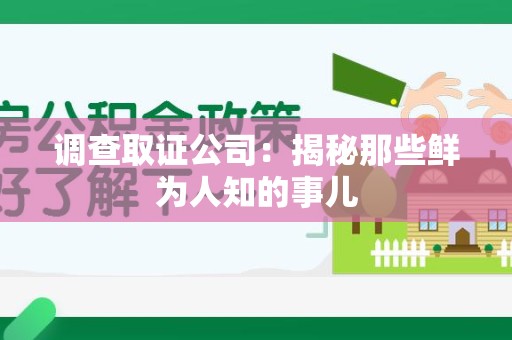 云霄调查取证公司：揭秘那些鲜为人知的事儿