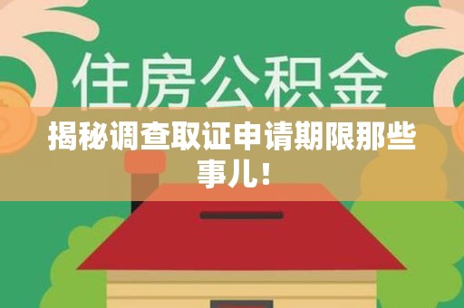 云霄揭秘调查取证申请期限那些事儿！
