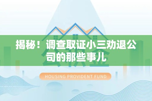 云霄揭秘！调查取证小三劝退公司的那些事儿