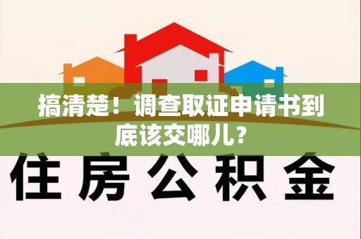 云霄搞清楚！调查取证申请书到底该交哪儿？