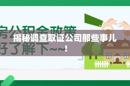 云霄揭秘调查取证公司那些事儿！