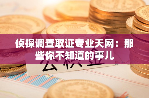 云霄侦探调查取证专业天网：那些你不知道的事儿