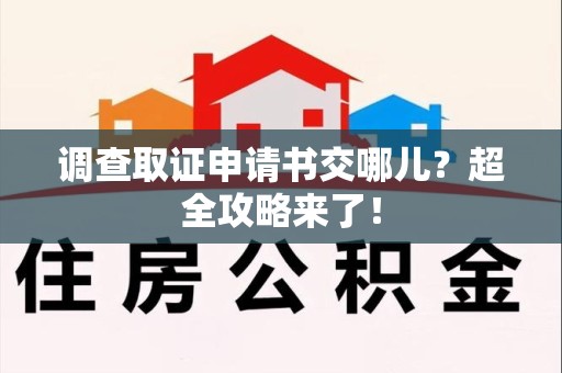 云霄调查取证申请书交哪儿？超全攻略来了！