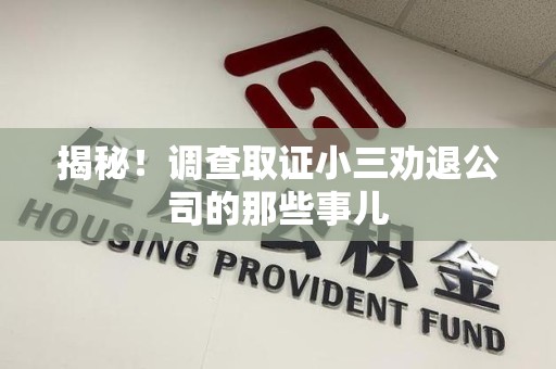 云霄揭秘！调查取证小三劝退公司的那些事儿